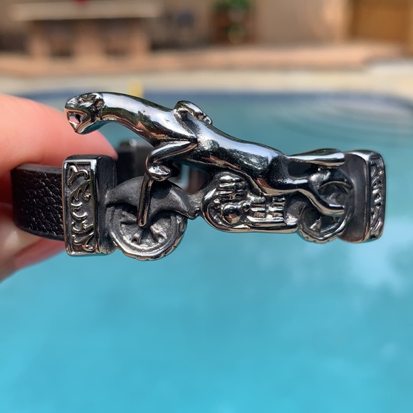 New Men’s Leather and Stainless Steel Bracelet - Picture 5 of 9